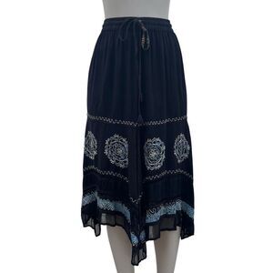 Fashion Terminal Midi Skirt Women's Free Size Black Gauzy Pull-on Drawstring